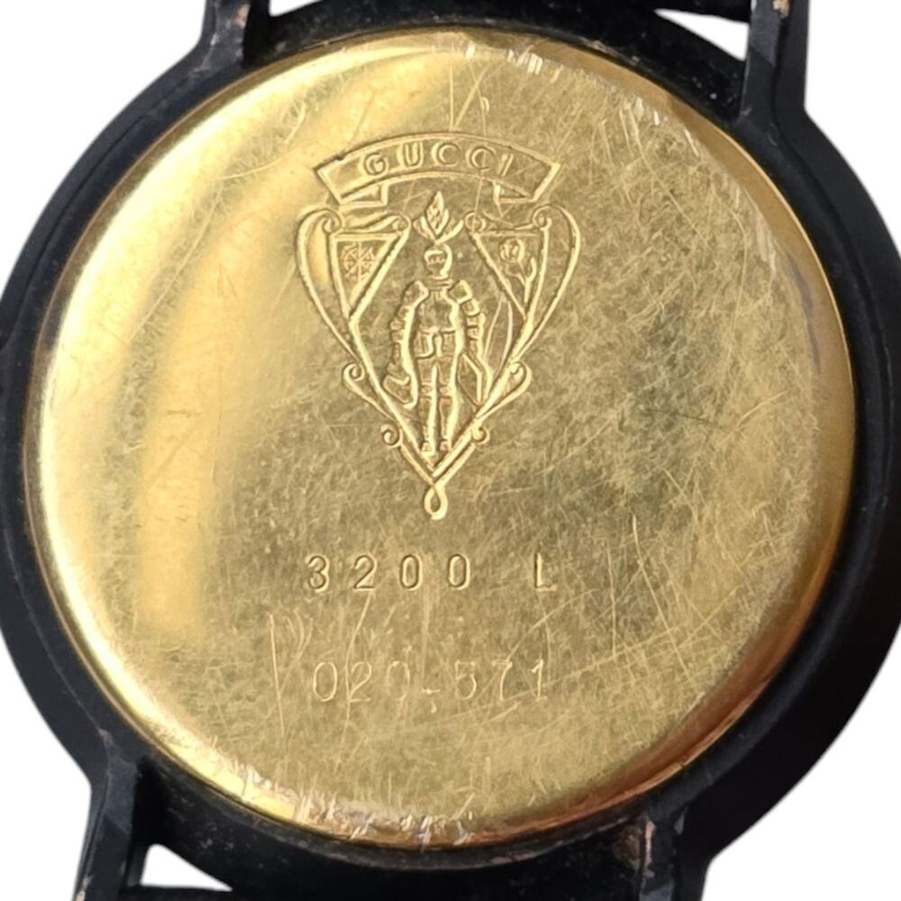 Vintage Gucci 3200L Women's Watch Gold Plated Roman Bezel Black Dial Swiss Made - Picture 5 of 7